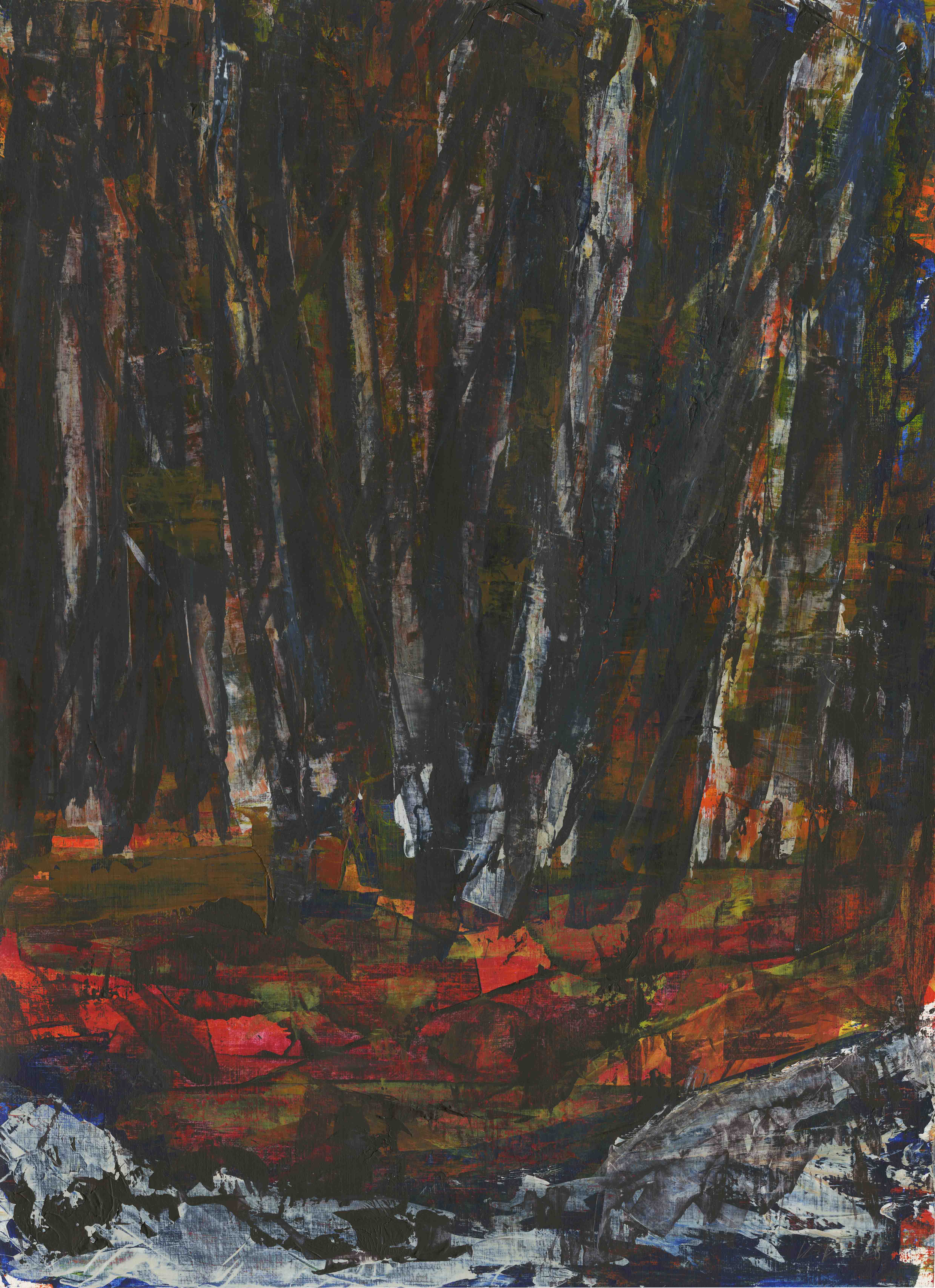 Abstract painting of trees.